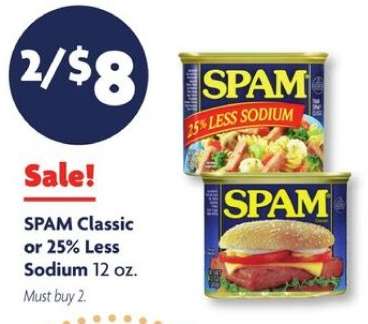 SPAM Classic or 25% Less Sodium