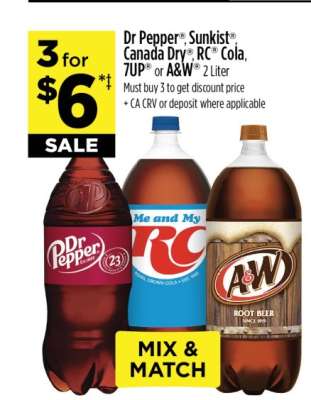 Dr Pepper®, Sunkist®, Canada Dry®, RC® Cola, 7UP® or A&W®
