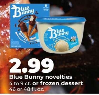 Blue Bunny novelties or frozen dessert