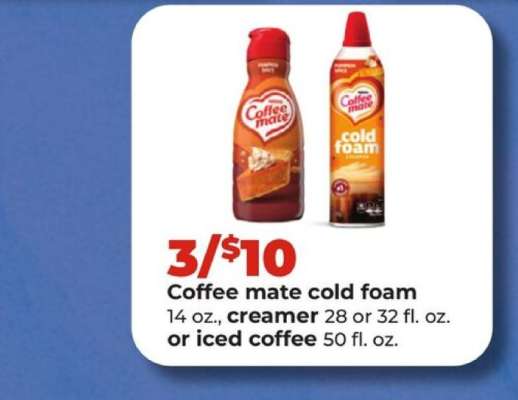 Coffee mate cold foam or creamer or iced coffee