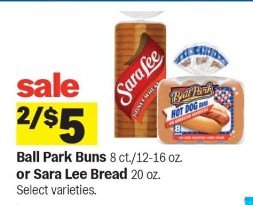 Ball Park Buns or Sara Lee Bread