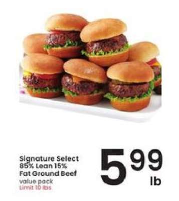 Signature Select 85% Lean 15% Fat Ground Beef