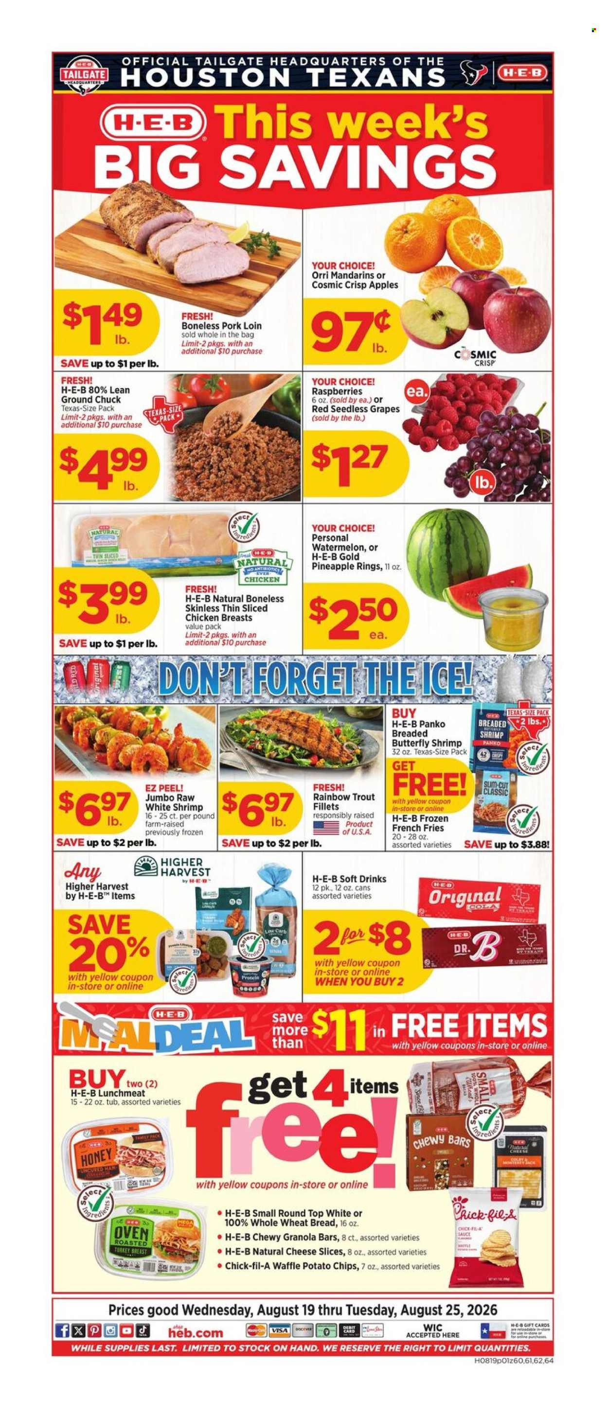 H-E-B ad  - 08.19.2026 - 08.25.2026. Page 1