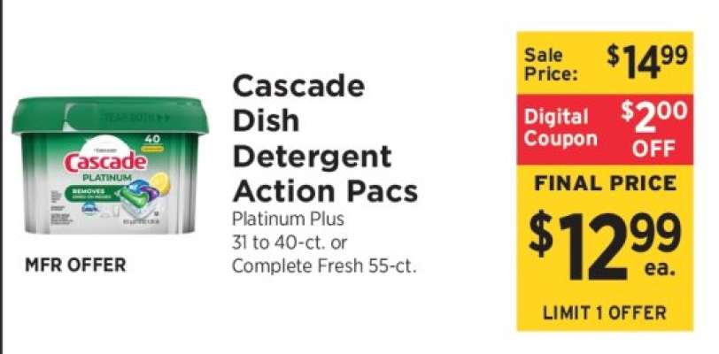 Cascade Dish Detergent Action Pacs