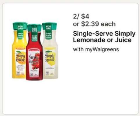 Single-Serve Simply Lemonade or Juice