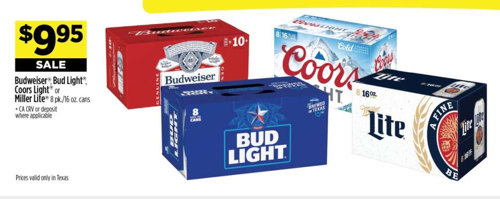 Budweiser, Bud Light, Coors Light, Miller Lite