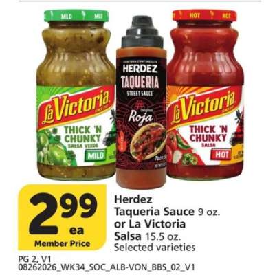 Herdez Taqueria Sauce or La Victoria Salsa