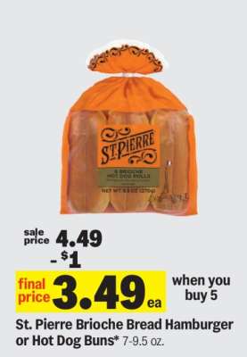 St. Pierre Brioche Bread Hamburger or Hot Dog Buns