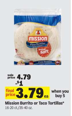 Mission Burrito or Taco Tortillas