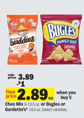 Chex Mix or Bugles or Gardetto's