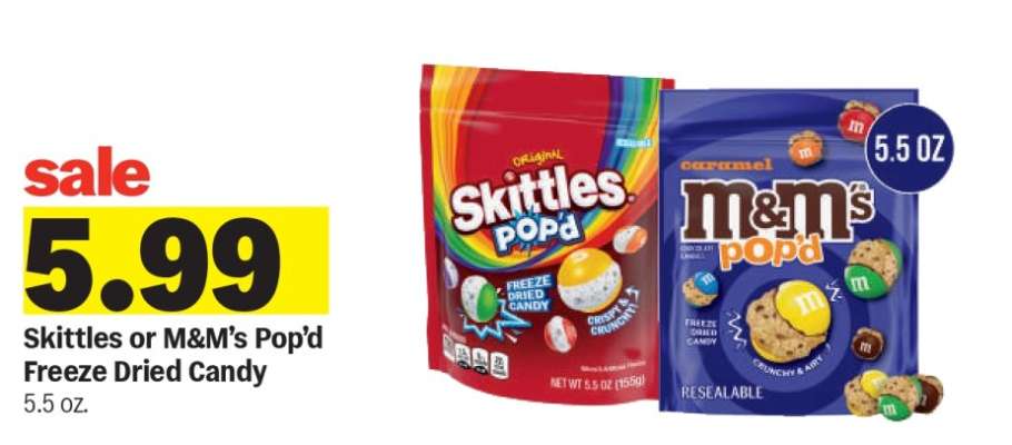 Skittles or M&M’s Pop’d Freeze Dried Candy