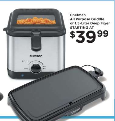Chefman All Purpose Griddle or 1.5-Liter Deep Fryer