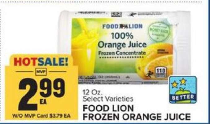 FOOD LION FROZEN ORANGE JUICE