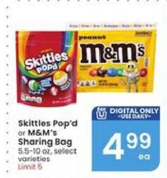 Skittles Pop'd or M&M's Sharing Bag