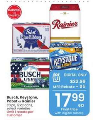 Busch, Keystone, Pabst or Rainier