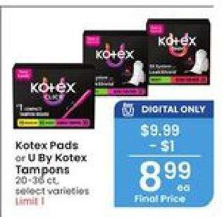 Kotex Pads or U By Kotex Tampons