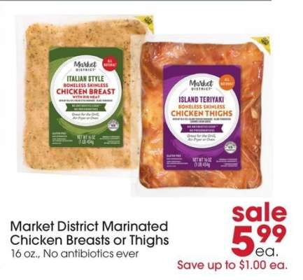 Market District Marinated Chicken Breasts or Thighs