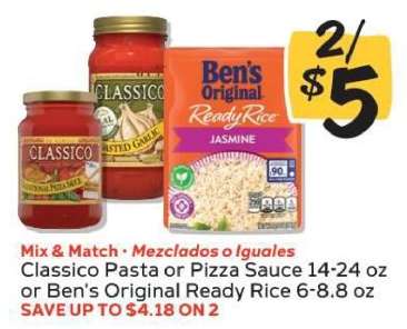 Classico Pasta or Pizza Sauce or Ben's Original Ready Rice