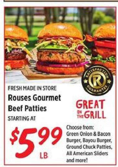 Rouses Gourmet Beef Patties