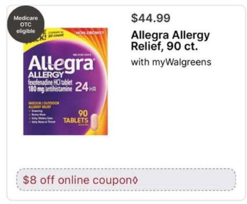 Allegra Allergy Relief, 90 ct.