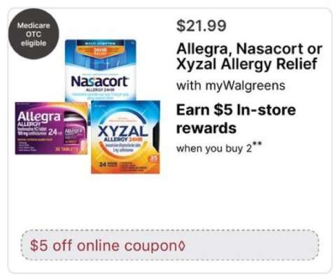 Allegra, Nasacort or Xyzal Allergy Relief