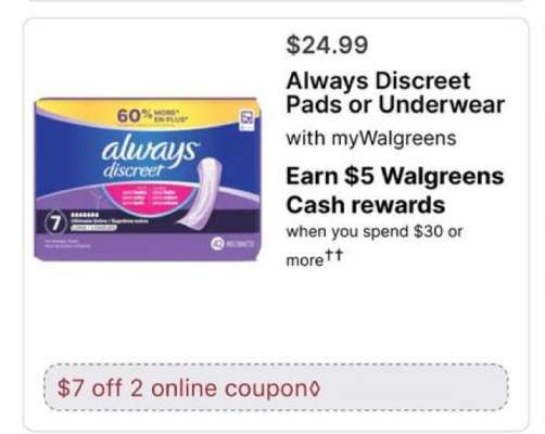 Always Discreet Pads or Underwear