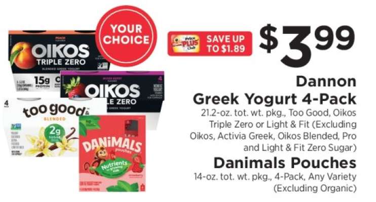 Dannon Greek Yogurt 4-Pack / Danimals Pouches