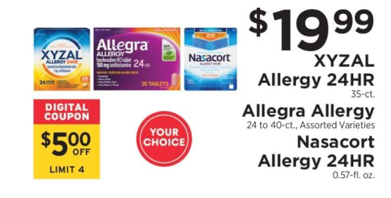XYZAL Allergy 24HR, Allegra Allergy, Nasacort Allergy 24HR