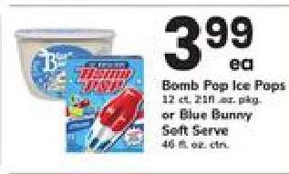 Bomb Pop Ice Pops or Blue Bunny Soft Serve