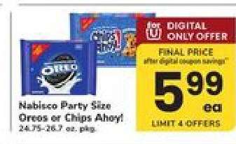 Nabisco Party Size Oreos or Chips Ahoy!