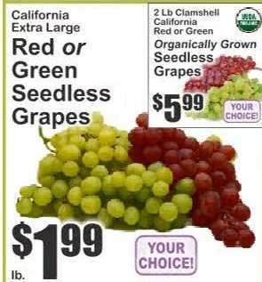 California Extra Large Red or Green Seedless Grapes
