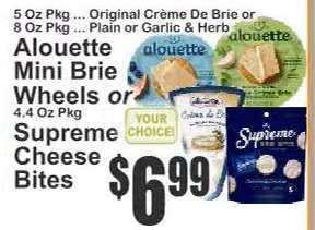 Alouette Mini Brie Wheels or Supreme Cheese Bites