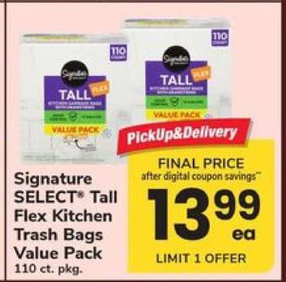 Signature SELECT Tall Flex Kitchen Trash Bags Value Pack