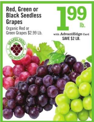 Red, Green or Black Seedless Grapes