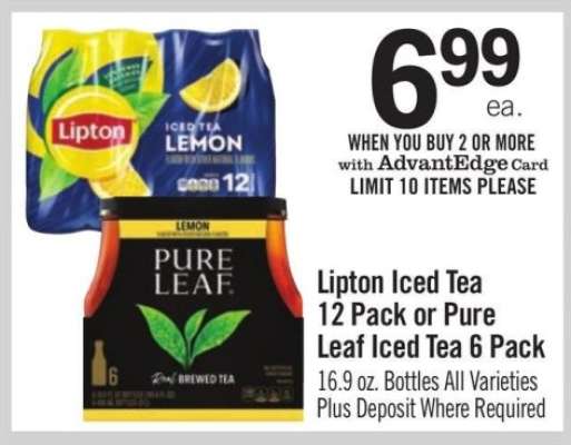 Lipton Iced Tea 12 Pack or Pure Leaf Iced Tea 6 Pack