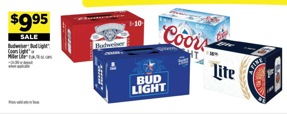 Budweiser, Bud Light, Coors Light, Miller Lite