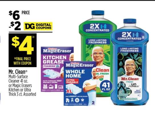 Mr. Clean Multi-Surface Cleaner 41 oz. or Magic Erasers Kitchen or Ultra Thick 3 ct. Assorted
