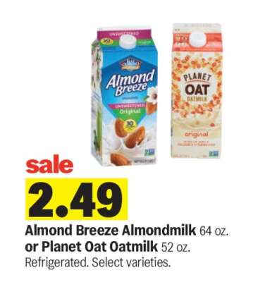 Almond Breeze Almondmilk or Planet Oat Oatmilk