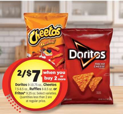Doritos, Cheetos, Ruffles, Fritos