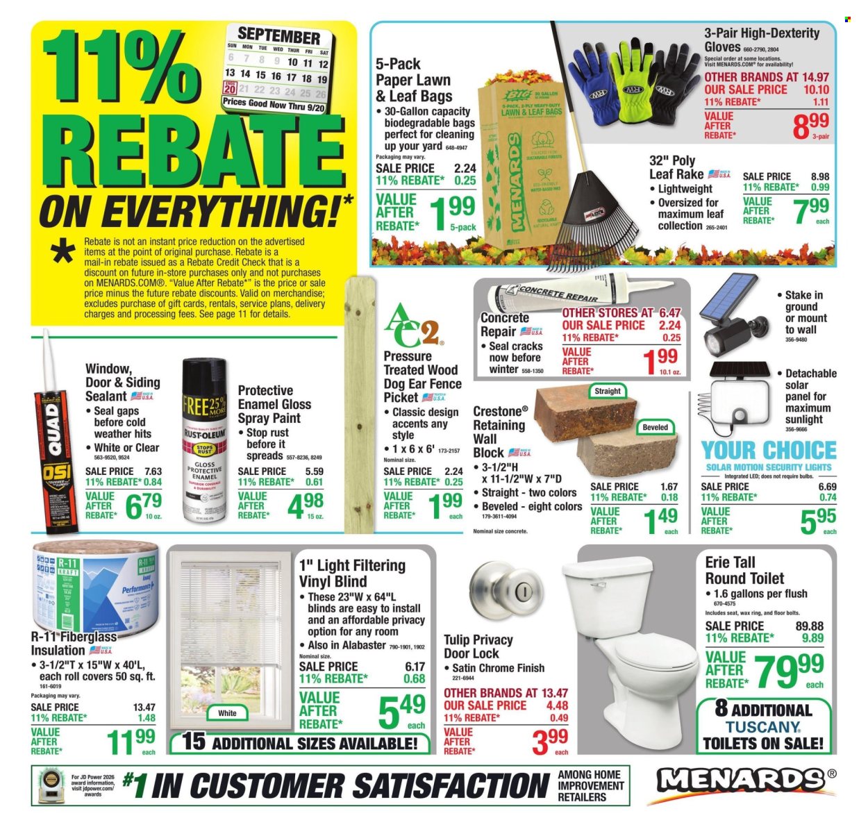 Menards ad  - 09.10.2026 - 09.20.2026. Page 1
