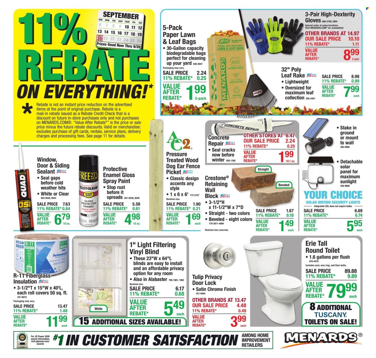 Menards ad  - 09.10.2026 - 09.20.2026. Page 1