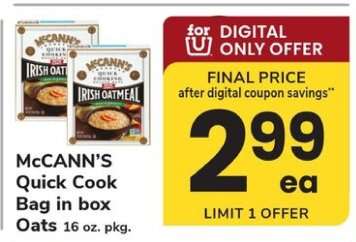 McCann’s Quick Cook Bag in Box Oats