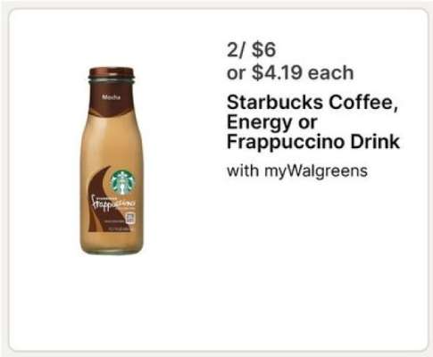 Starbucks Coffee, Energy or Frappuccino Drink