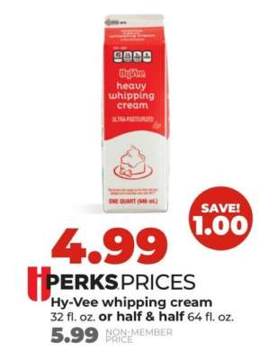 Hy-Vee whipping cream