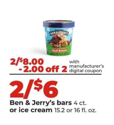 Ben & Jerry’s bars or ice cream