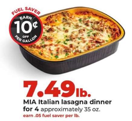 MIA Italian lasagna dinner