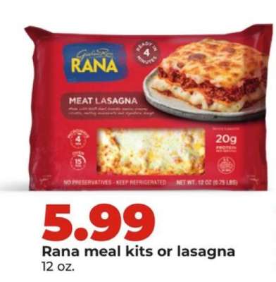 Rana meal kits or lasagna