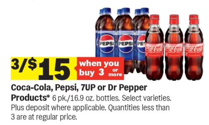 Coca-Cola, Pepsi, 7UP or Dr Pepper Products*