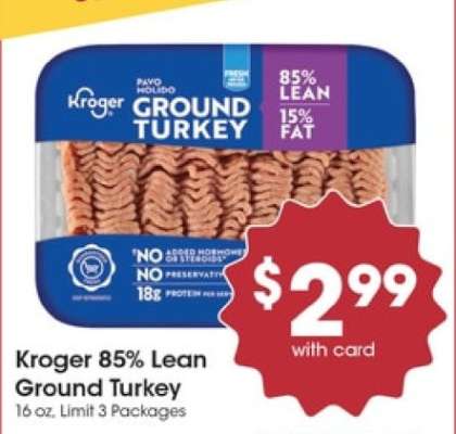 Kroger 85% Lean Ground Turkey
