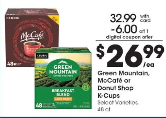 Green Mountain, McCafé or Donut Shop K-Cups